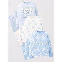 Mini V By Very Girls 3 Pack Printed Long Sleeve Pyjamas - Multi