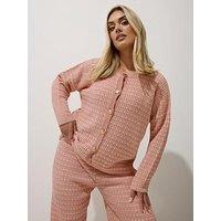 Yours Curve Boucle Cardigan - Pink