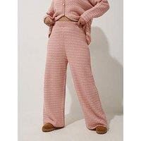 Yours Curve Boucle Wide Leg Trouser - Pink