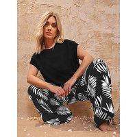 Yours Curve Wide Leg Crinkle Trouser