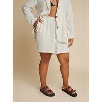Yours Curve Linen Short - Natural