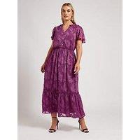 Yours Curve Floral Burn Out Jacquard Dress