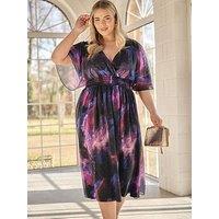 Yours Curve Metallic Spot Shirred Dress