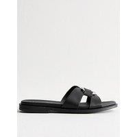 New Look Wide Fit Faux Leather Mule Sandals - Black
