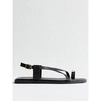 New Look Crossover Strap Faux Leather Sandals - Black