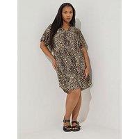 Yours Curve Tunic Dress - Brown