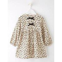 Mini V By Very Girls Textured Leopard Print Long Sleeve Dress - Multi