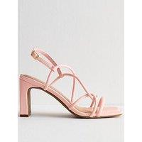 New Look Light Pink Faux Leather Block Heel Sandals
