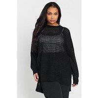 Yours Curve Side Split Jumper - Black