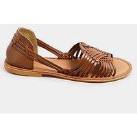 Yours Extra Wide Fit Woven Leather Flat Pumps - Natural