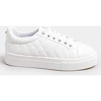 Yours Extra Wide Fit Quilted Lace Up Trainers - White