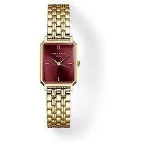 Rosefield Octagon Xs Burgundy Sunray Dial In Gold Ip Watch