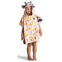 Decathlon Kids Bath Poncho Cotton - Giraffe White Pink - Age 3-5 Years