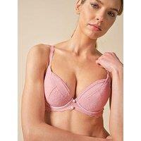 Gossard Vintage Romance Underwired Padded Plunge Bra - Soft Pink