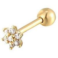 Seol + Gold 18Ct Gold Plated Sterling Silver Tiny Flower Cz Stud