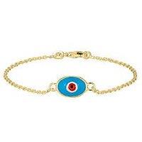 Seol + Gold 18Ct Gold Plated Sterling Silver Enamel Evil Eye Bracelet