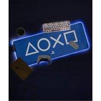 Playstation Light Up Desk Mat - Officially Licensed Keyboard And Mouse Mat For Office, Light Up Large Mouse Pad For Gaming Room Set Up