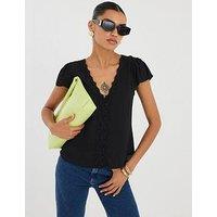 River Island Angel Sleeve Floral Blouse - Black