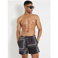 River Island Bandana Print Swim Shorts - Black