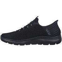 Skechers Summits Wide Fit Mesh Slip On Trainers- Black