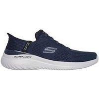 Skechers Bounder 20 Wide Fit Memory Foam Slip On Trainers- Navy