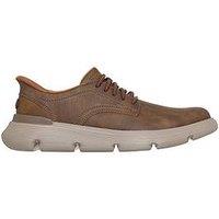 Skechers Garza Duran Slip- Ins Bungee Lace Up Shoes- Light Khaki