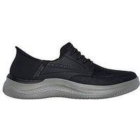 Skechers Hasting Slip- Ins Moc Toe Bungee Trainers-Black