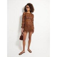 River Island Crochet Tunic Dress - Brown