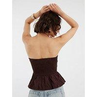 River Island Poplin Bandeau Top - Brown
