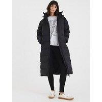 River Island Longline Heatseal Padded Coat - Black