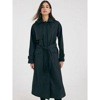 River Island Belted Trench Raincoat - Black