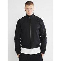 River Island Cotton Funnel Harrington Jacket - Black