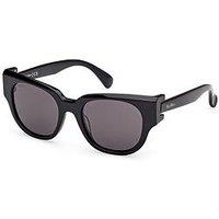 Max Mara Clip Round Acetate Sunglasses - Shiny Black