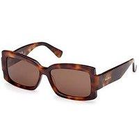 Max Mara Lee Rectangular Acetate Sunglasses - Dark Havana