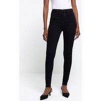 River Island High Rise Skinny Jeans - Black