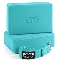 Core Balance Teal Foam Yoga Block Set (2 X Blocks & Strap)
