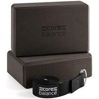 Core Balance Black Foam Yoga Block Set (2 X Blocks & Strap)