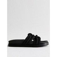New Look Knotted Rope Strap Mule Sandals - Black