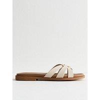 New Look Off White Multi Strap Flat Sandals