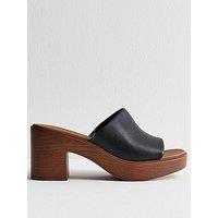 New Look Faux Leather Strap Platform Mules - Black
