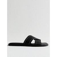New Look Black Faux Leather Crossover Strap Mule Sandals