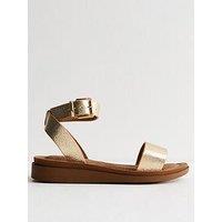 New Look Faux Leather Open Toe Sandals - Gold