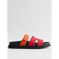 New Look Faux Leather Chunky Strap Sandals - Red