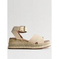 New Look Off White Faux Leather Flatform Sandals
