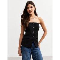 New Look Black Button Front Bandeau Waistcoat