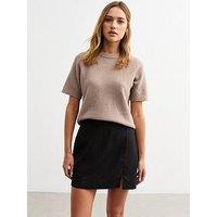New Look Black Soft Touch Linen Blend Pelmet Mini Skirt