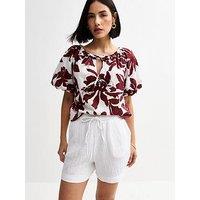 New Look Textured Drawstring Waist Shorts - White
