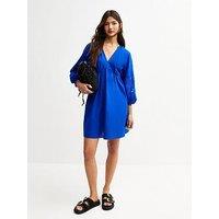 New Look Broderie Smock Mini Dress - Blue