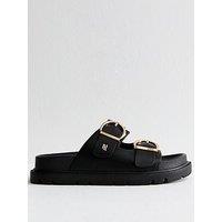 New Look Wide Fit Black Chunky Buckled Strap Faux Leather Sandals