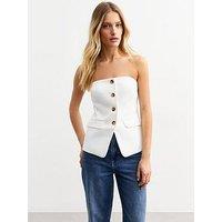 New Look White Button Front Bandeau Waistcoat